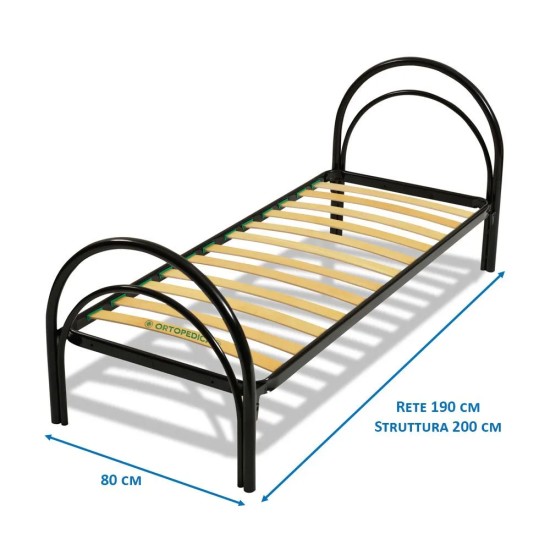 Struttura letto singolo 80x190 con rete a doghe flessibili modello Arco