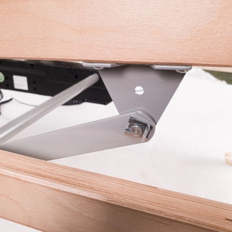 Rete letto in legno motorizzata dettaglio cricchetti