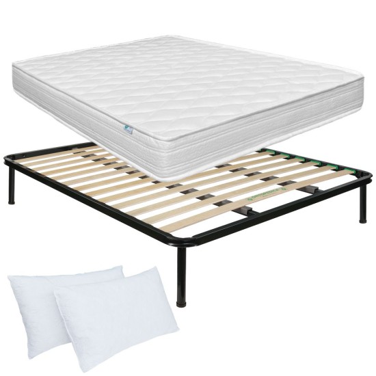 Kit Materasso matrimoniale Norvegia + Rete a doghe + Cuscini