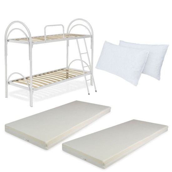 Letto a castello bianco con materasso Canada e cuscini
